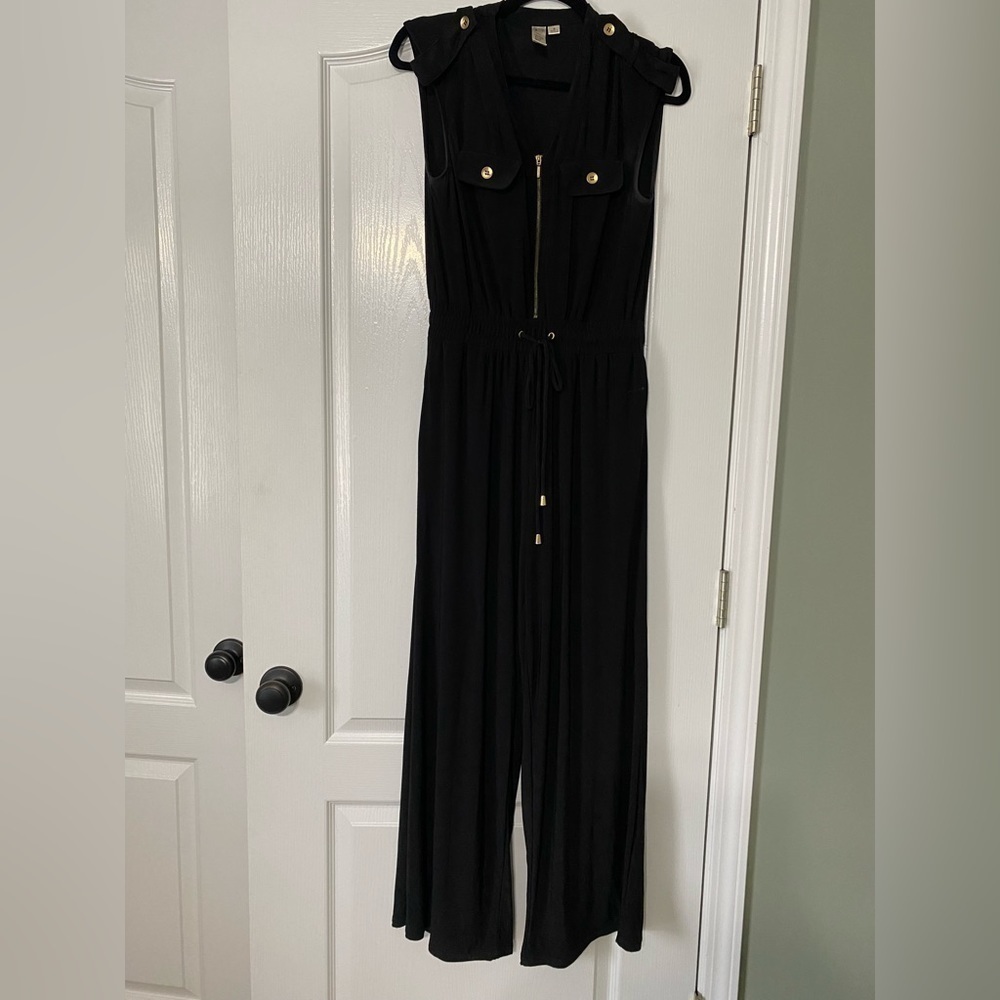 SLEEVELESS Jumpsuit Gold Buttons Black Women’s Size Small